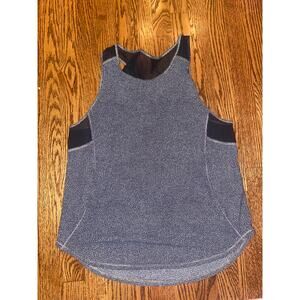 EUC Lululemon Sculpt Tank Splatter White Black Athletic Cut Out Mesh sz:10